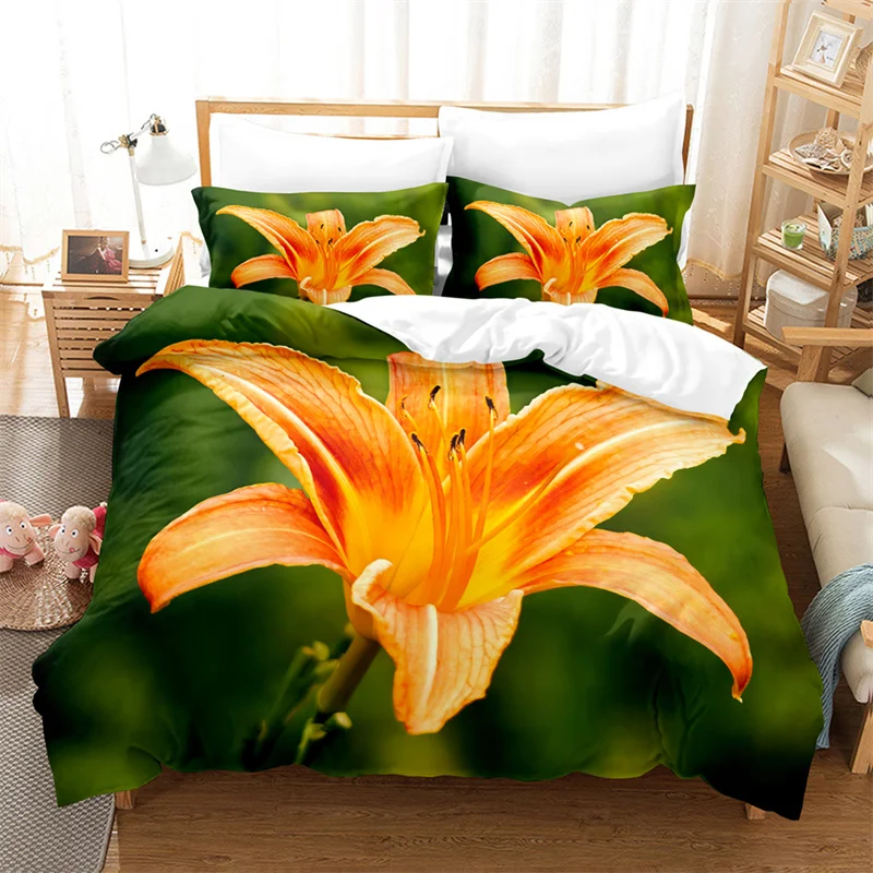 Yellow Flowers  Queen Bedding Set Duvet Cover Set Bedding Digital Printing Bed Linen King Size Duvet Cover Set Bedding Set