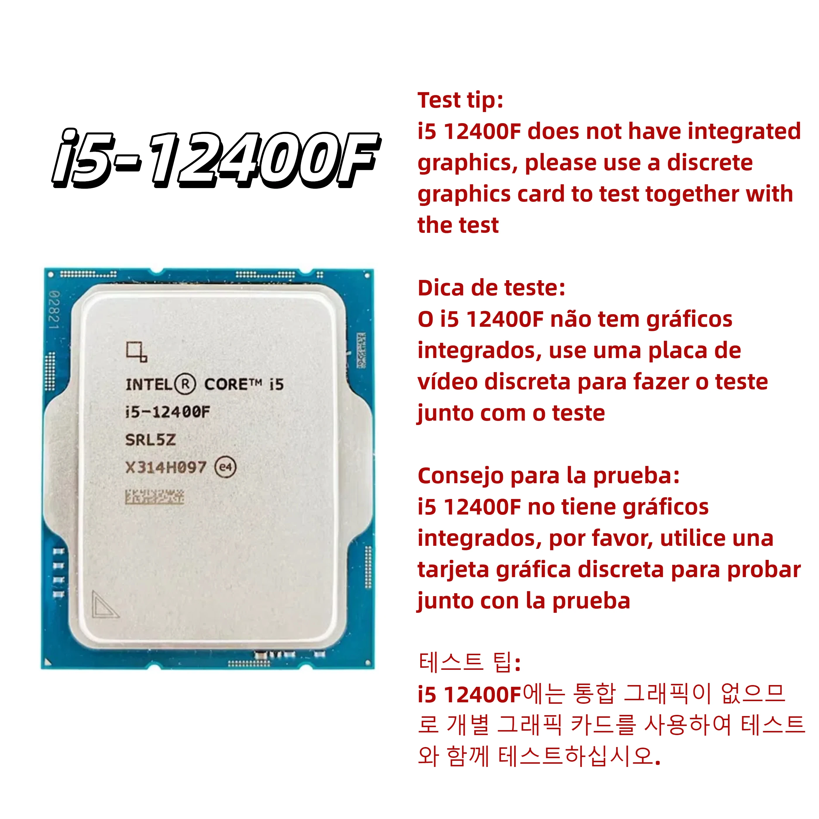 Prosesor CPU Intel Core i5 12400F 2.5GHz 6-Core 12-Thread 65W LGA 1700 Tanpa pendingin Bukan baru