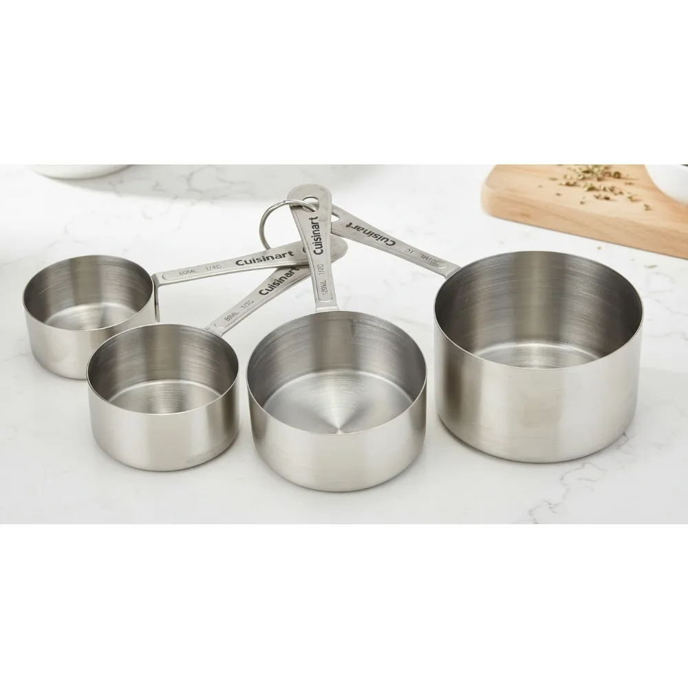 

Набор кухонного фильтра из 3 предметов из нержавеющей стали с 4 мерными ложками и 4 мерными чашками, серебристый