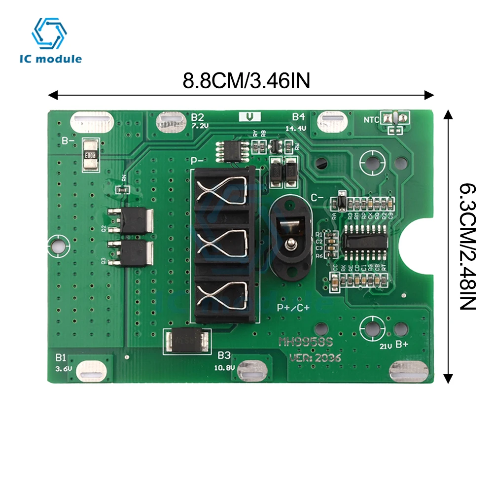 BMS 5S 20A 21V 18650 akumulator litowo-jonowy płyta ochronna ładowania z zabezpieczeniem temperaturowym dla elektronarzędzia