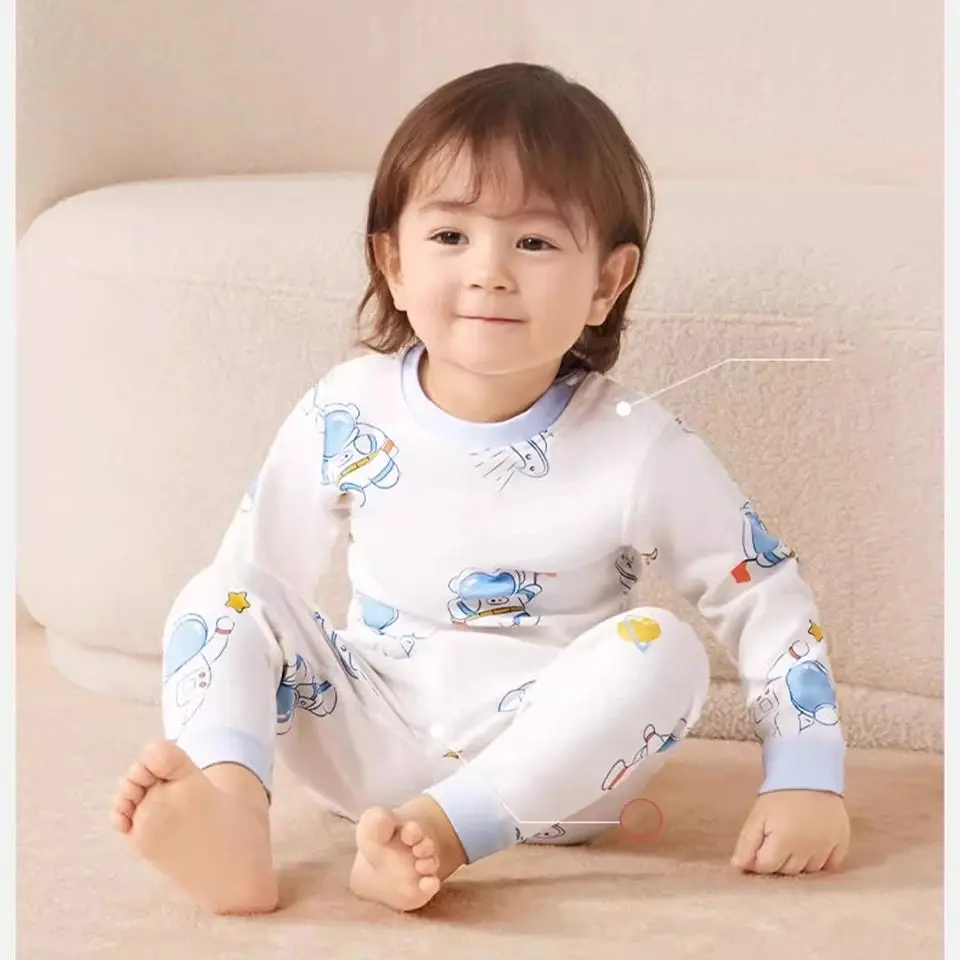 AIBEDILA Kids Clothes Children Sets Boys Girls Pure Cotton Autumn winter Clothing Pants Sleepwear Underwear Christmas Gift