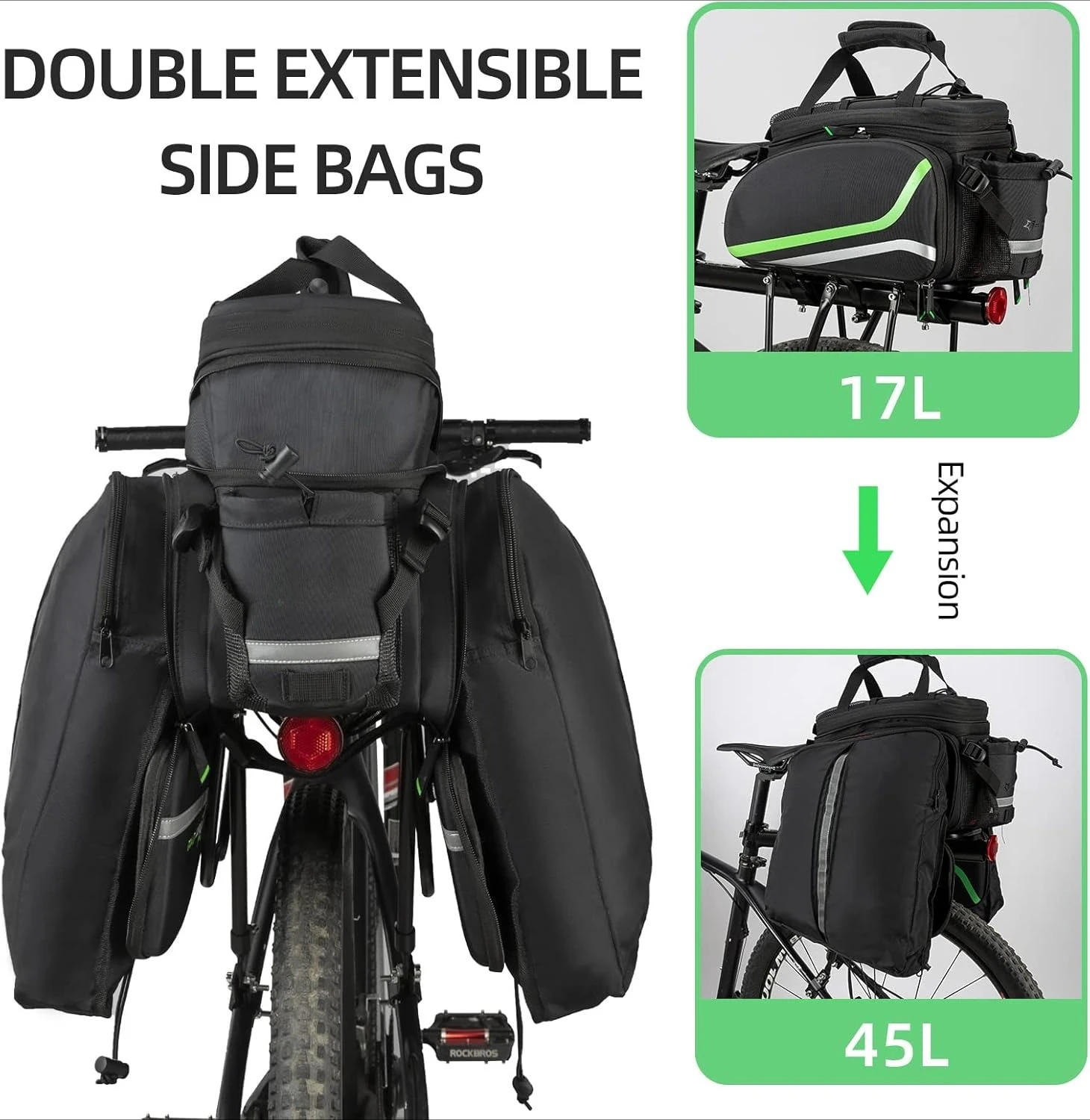 

Bike Trunk Bag 17L-45L Bike Rear Rack Bag Waterproof