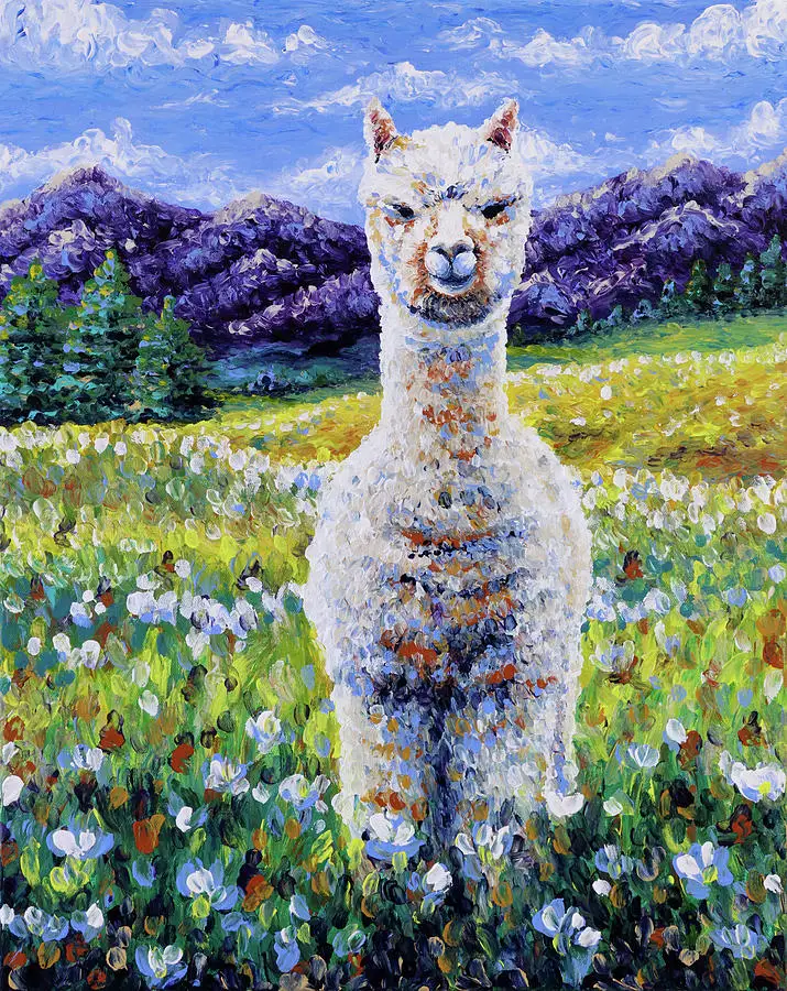 

JMINE Div 5D Альпака Животные Горный цветок Полная алмазная живопись наборы для вышивки крестом художественные темы животных 3D краска по бриллиантами