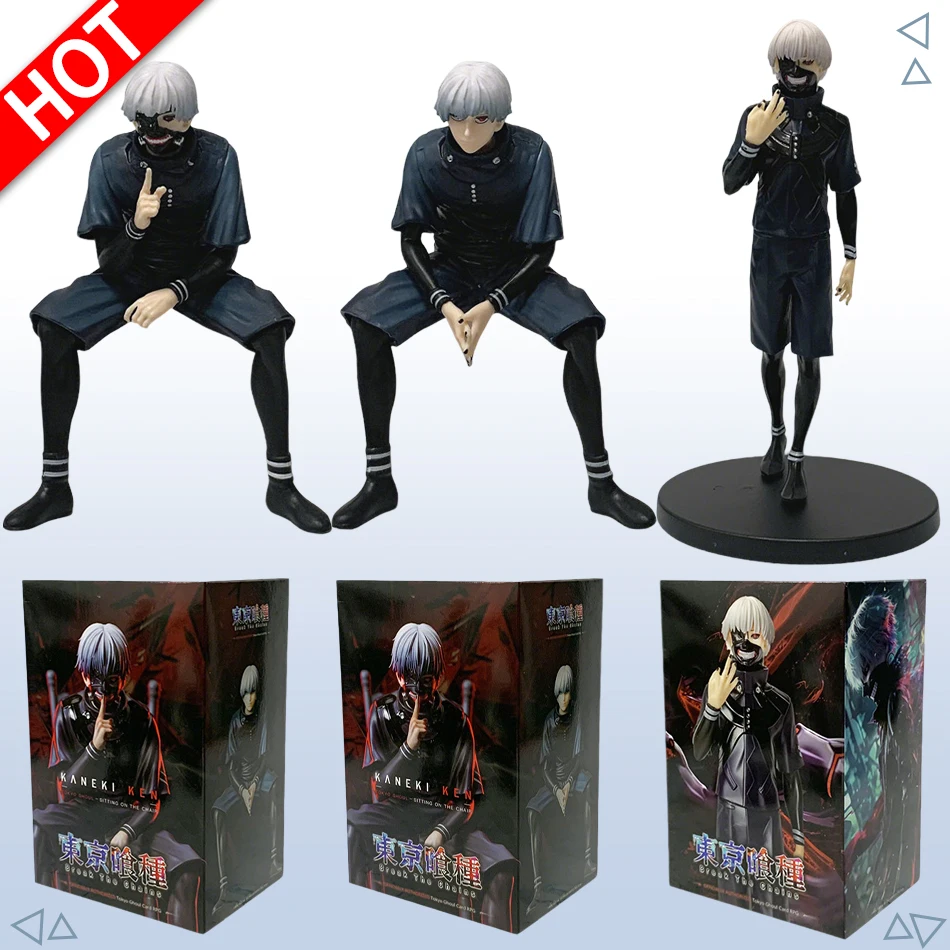 Figura de Ken Kaneki Sentado de Tokyo Ghoul 2026, Estatua con Doble Cabeza y Doble Brazo Intercambiables, con Base, Modelo de Anime, Juguete Decorativo, Regalo para Niño