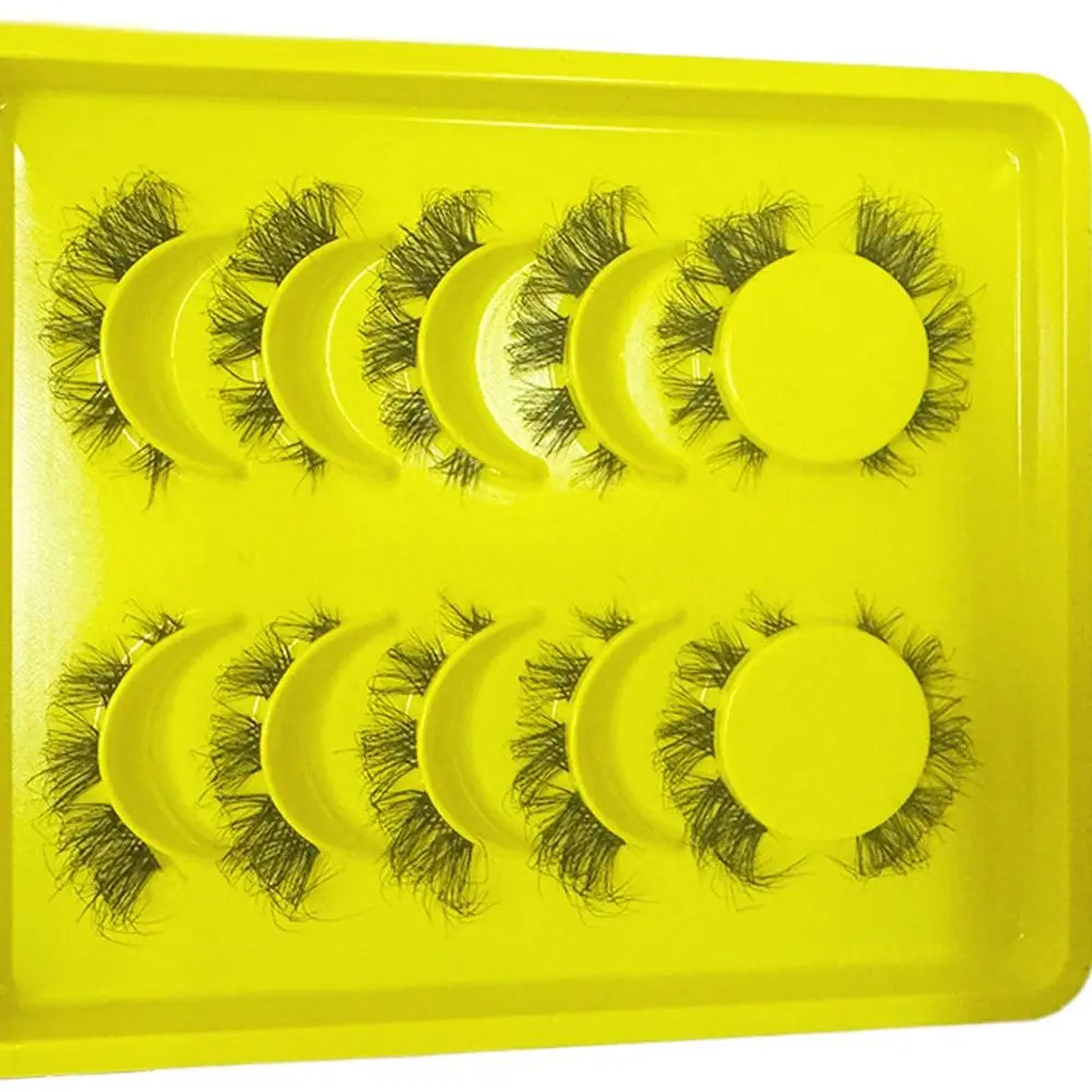 6 Par Naturalnych, Lekkich Sztucznych Rzęs, Niechlujne, Puszyste Rzęsy 3D z Norek z Miękką, Przezroczystą Bazą, Przedłużanie Rzęs