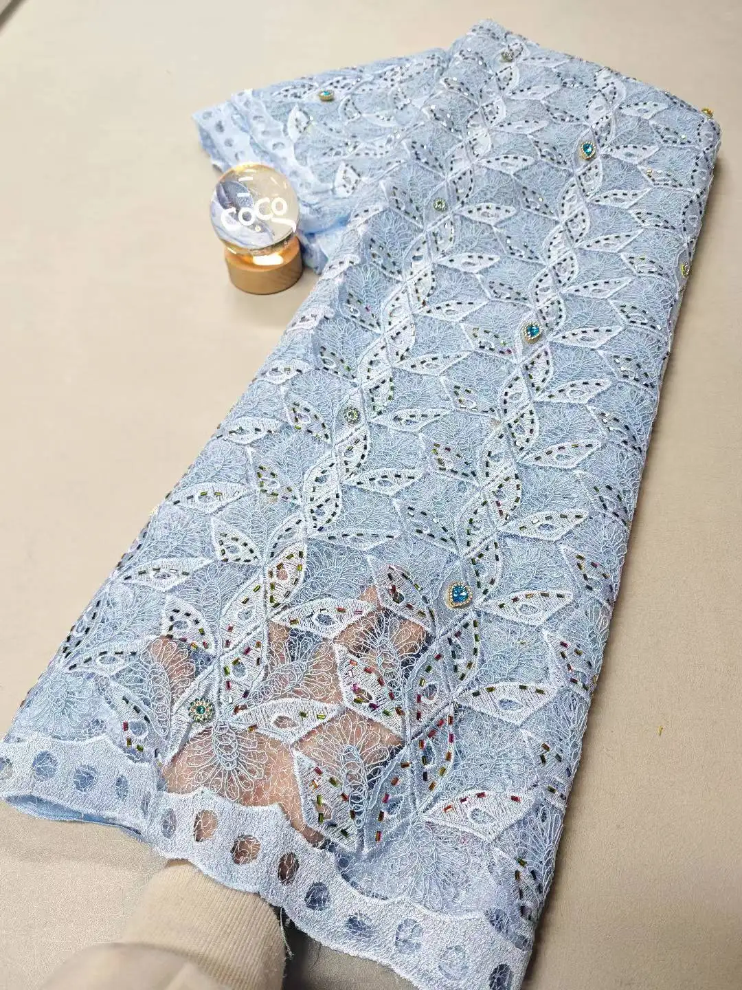 

African Nigerian Tulle Lace Fabric, Cotton Wedding Party Dress, Sequins for Sewing, Embroidery, High Quality, 5Yards,XL138