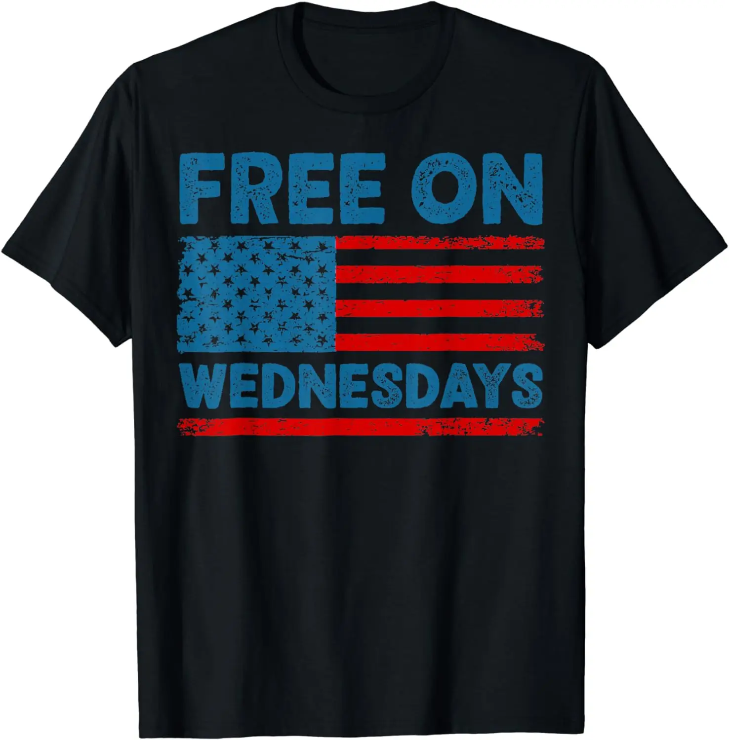 Free on Wednesdays US American Flag Vintage Retro 70s Style T-Shirt Men Clothing Custom Printed Streetwear Graphic T Shirts