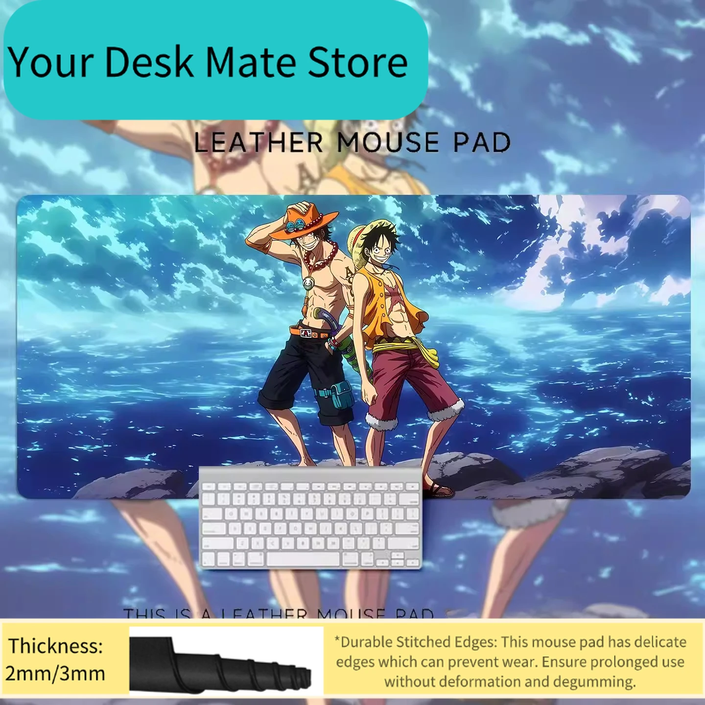 

Большой двухмерный анимационный коврик для компьютерного стола, нескользящий и грязеотталкивающий, кожаный коврик для мыши ONE PIECE с Луффи и Ророноа Зоро