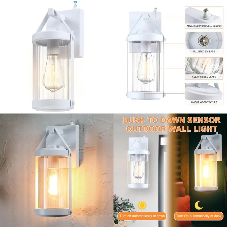 

Dusk to Dawn Sensor Outdoor Wall Sconce Lighting Exterior Porch Lantern Modern Outside Garage Light Fixtures Waterproof Wall Mo