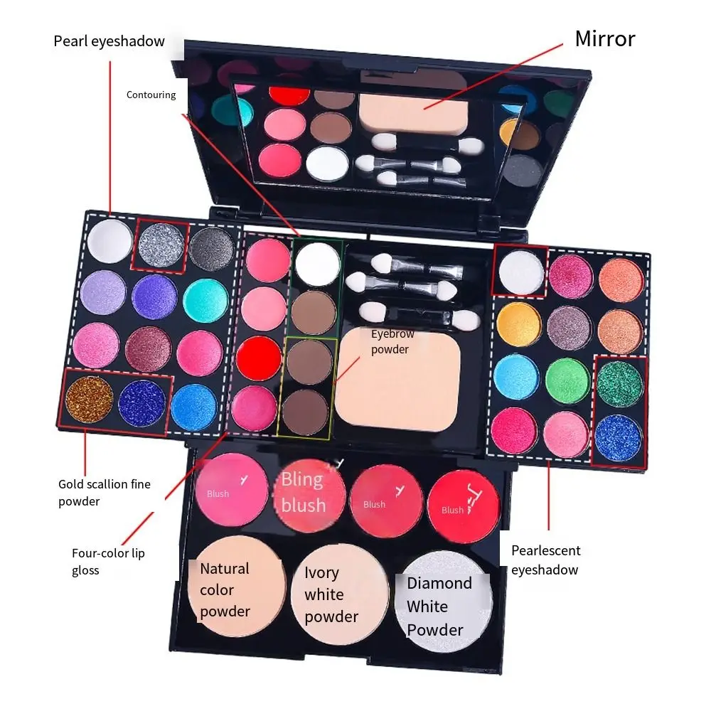 Makeup Tool Blush Matte Eye Shadow Concealer Highlight Cosmetics Set with Makeup Brush Eyeshadow Palette Eye Pigments