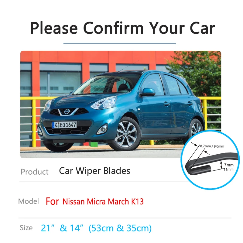 Car Front Wiper Blades For Nissan Micra March K13 2012 2013 2014 2015 Cleaning Windscreen Windshield Windows Brushes Accessories