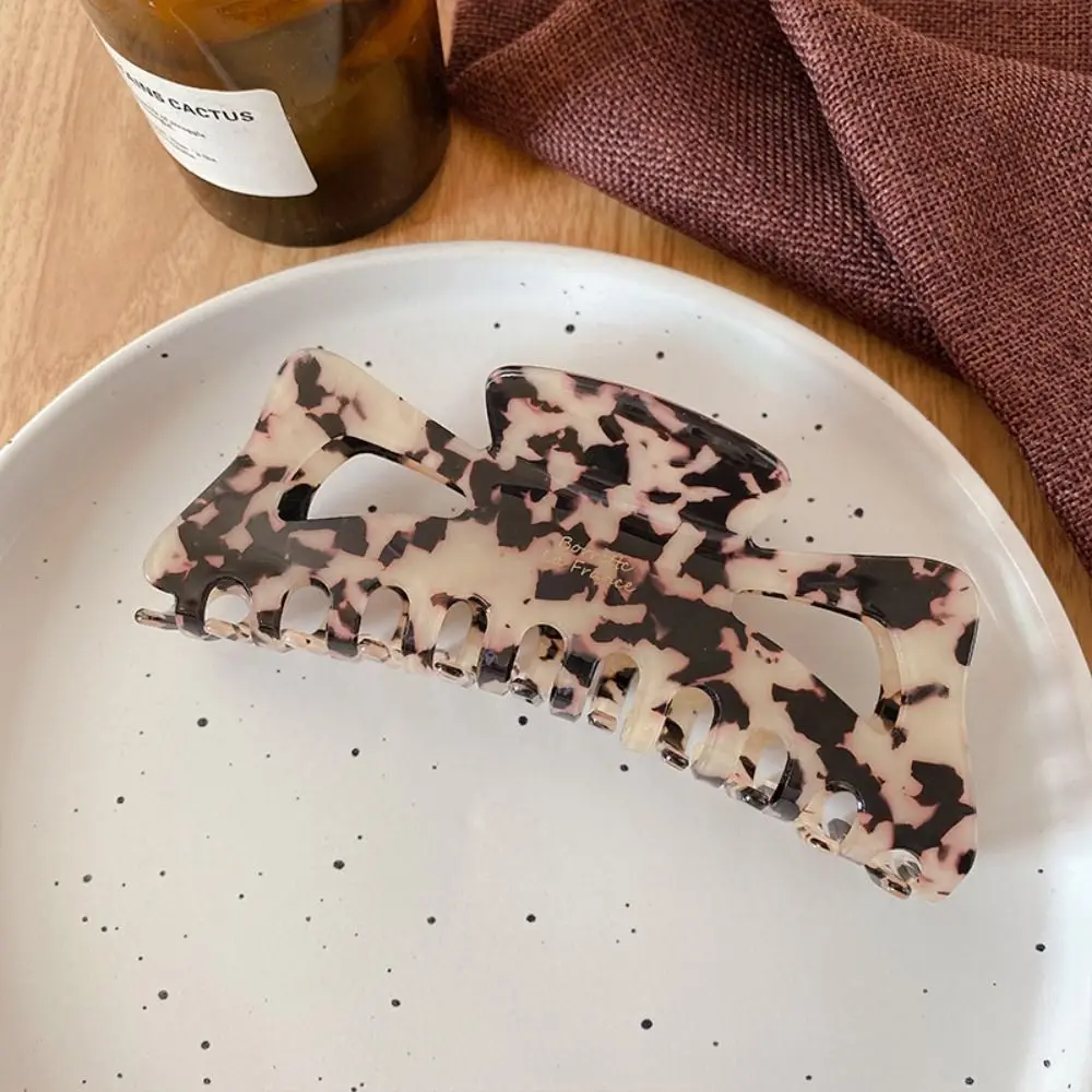 Pinza para el pelo con lazo dulce a la moda, pinza para cola de caballo con estampado de leopardo hueco, tocado blanco brillante, pinza para el pelo Simple para viaje
