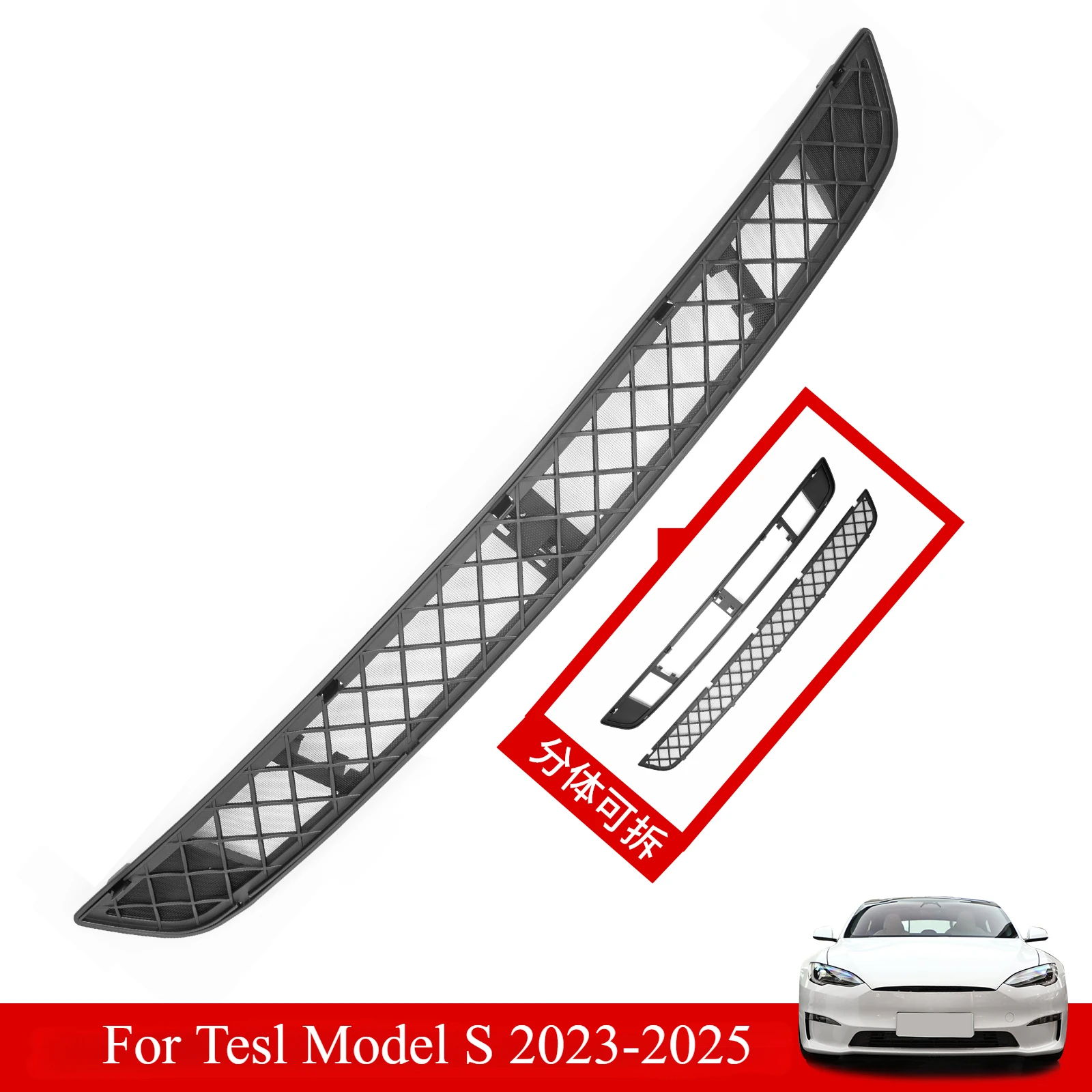 For Tesla Model S 2023 2024 2025 Front Grille Insect-proof Net Lower Bumper Air Inlet Vent Cover Guards Protector Accessories