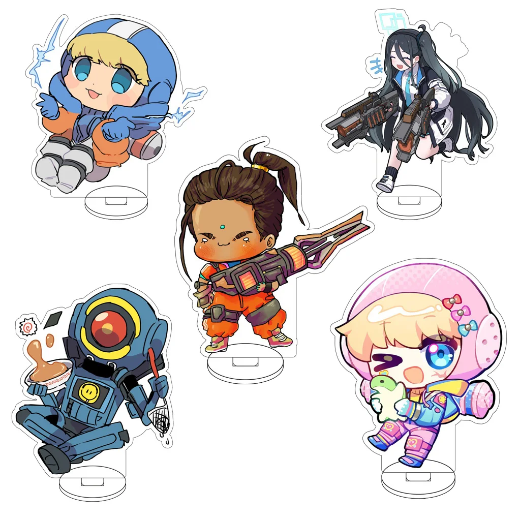 Figura de Anime de 10CM de Apex Legends ‌ Figura acrílica de Ash Anita Williams Bloodhound Alexander Nox, adornos con soporte, versión Q, regalos bonitos