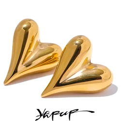 Yhpup 28mm Heart High Quality Metal Cast Stud Earrings Waterproof Anti Allergic Fashion Valentine's Day Jewelry Charm Gift