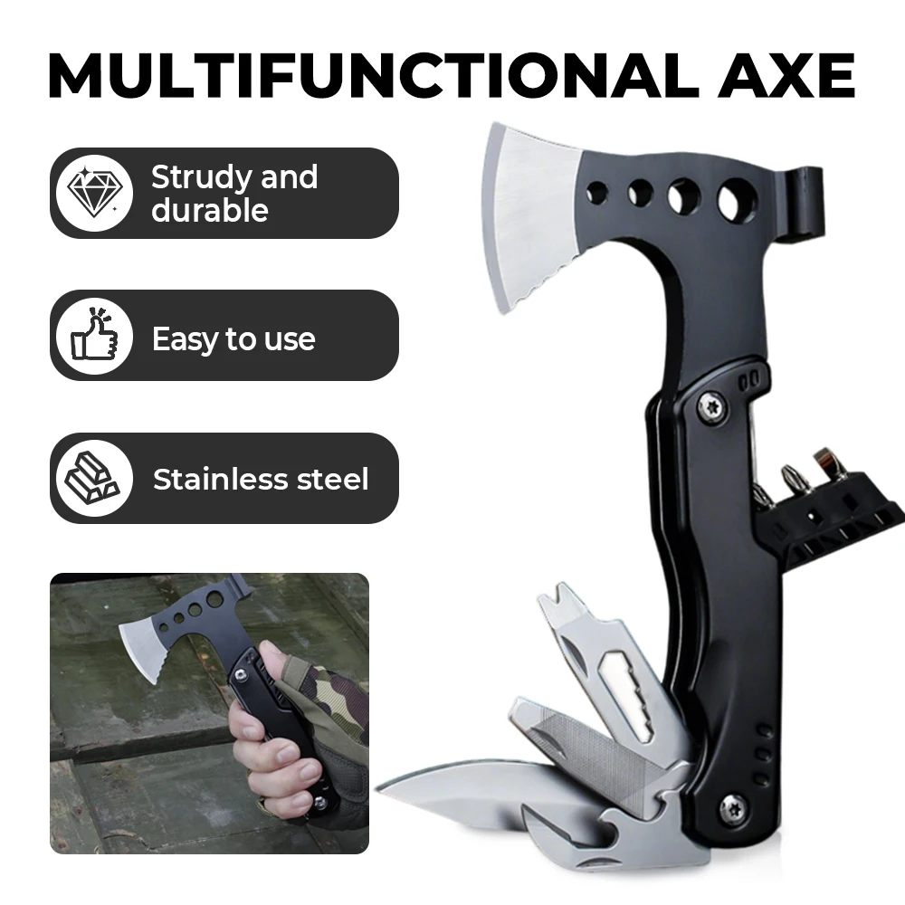 

Multifunctional Axe Survival Axe Portable Fold Pliers Pocket Knife Pliers MultiTool Camping Ax Hammer Outdoor Escape Tool