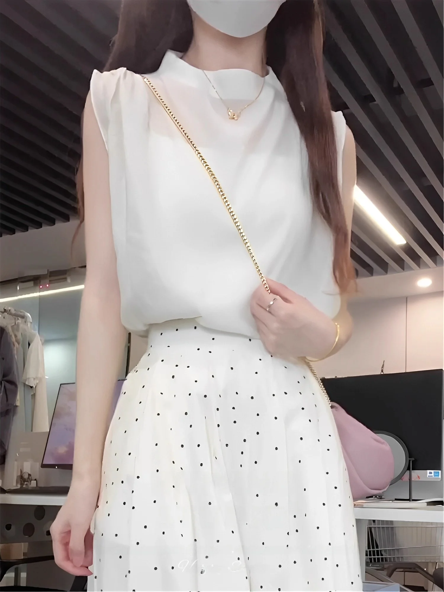 

Новинка: Женский летний топ из тонкого шифона с белым кружевом, коротким рукавом и круглым вырезом в корейском стиле