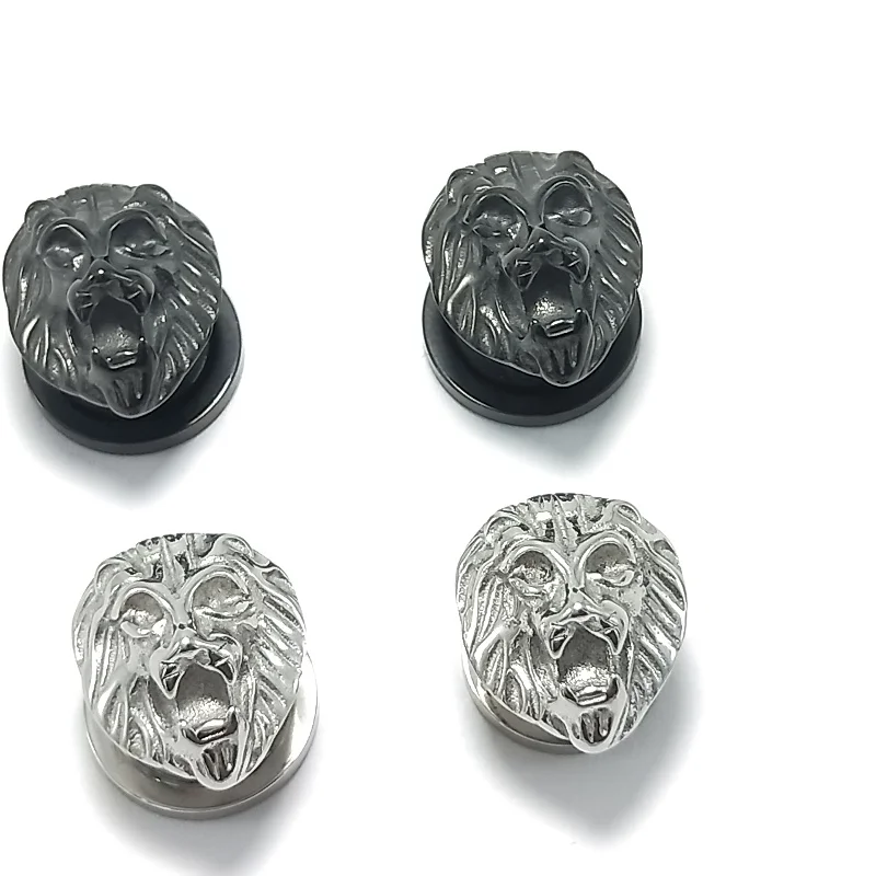 1 pair of European and American retro lion head ear expansion personalized European and American style domineering accessories