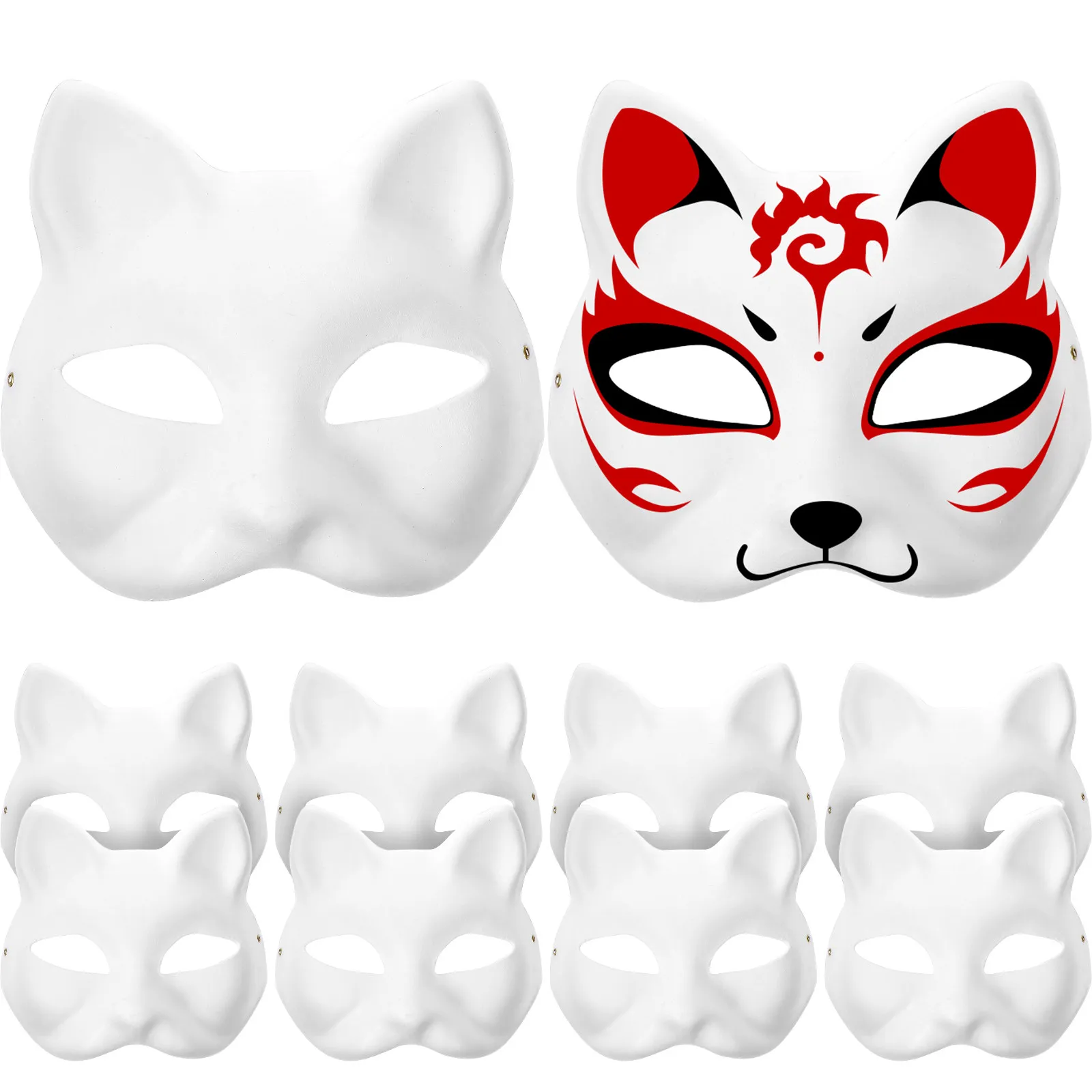 Blank Cat Mask 10Pcs DIY Animal Face Mask for Children Adults Women Empty Mask Craft Painting Masquerade Party Decor