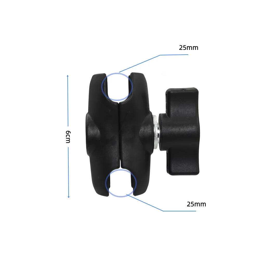 Soporte de extensión de doble articulación con longitud de brazo de 6cm, 9.5cm, 15cm, compatible con adaptador de montaje de bola de 25mm para poste.