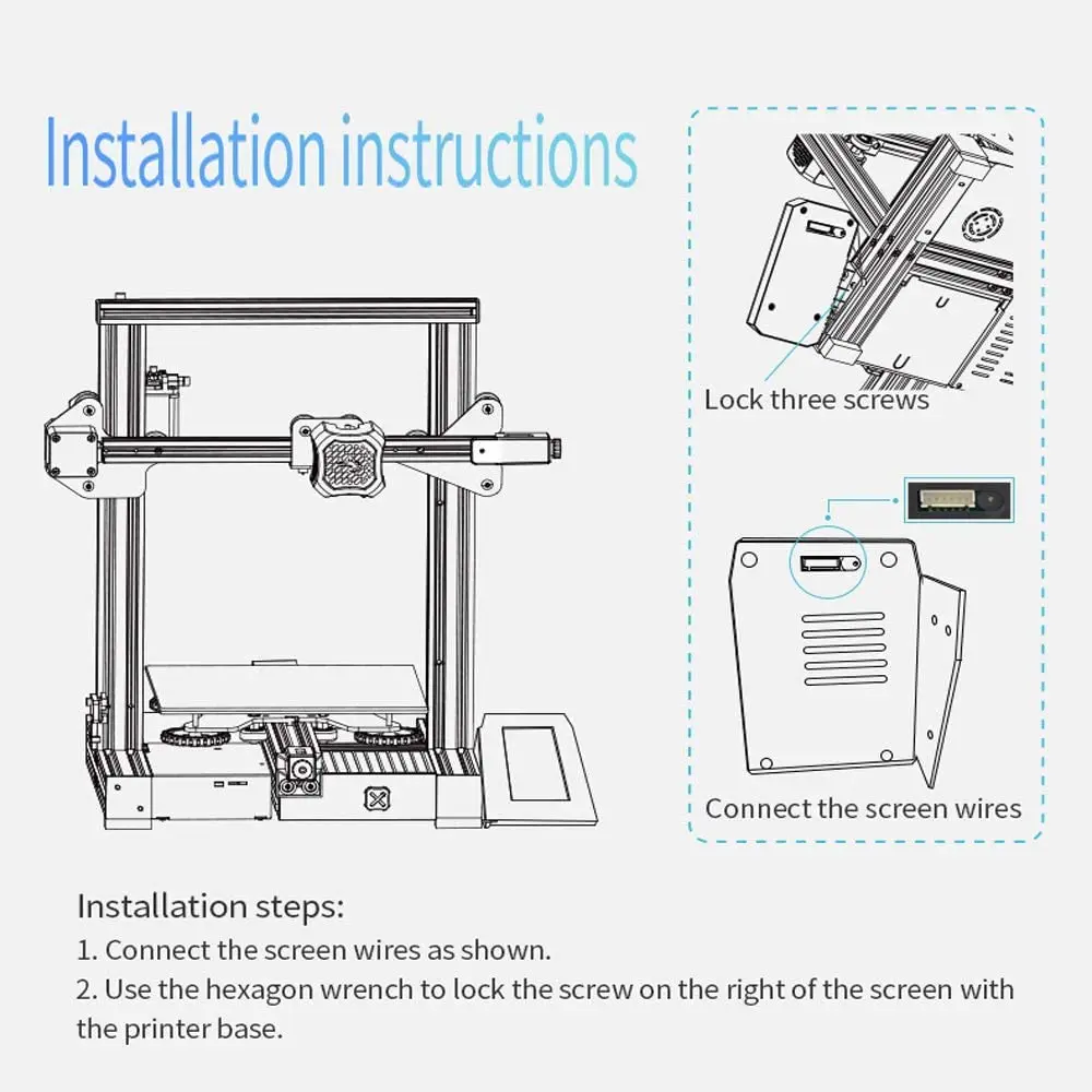 Creality Ender 3 Touch Screen Kit 4.3 Inch LCD Display with V4.2.7 Silent Mainboard for Ender 3/ Ender-3 V2/3 Pro 3D Printers