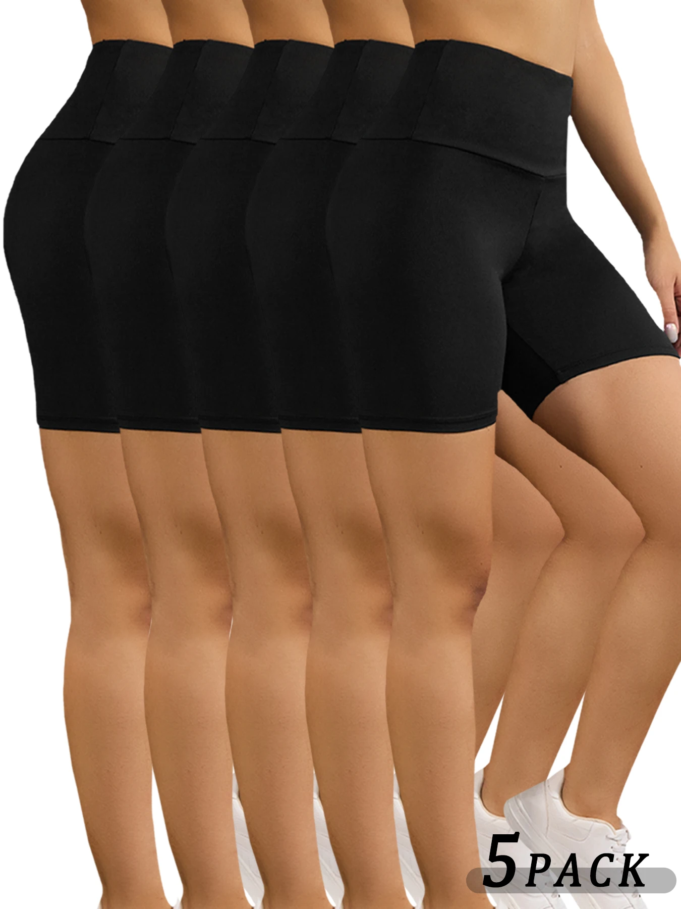 

5 штук женских шорт с высокой талией, супермягкие, с эффектом утягивания живота, непрозрачные, для тренировок, йоги, бега, с эффектом пуш-ап, для фитнеса и спортзала