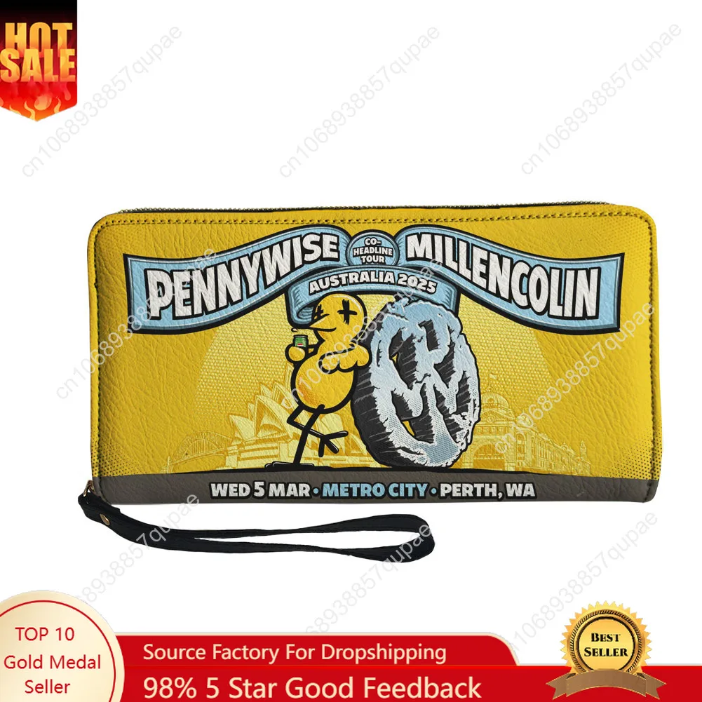 

Millencolin Punk Rock Band Custom Wallet Purse Mens Womens Teenagers Zipper Long Wallets Double Print Portable Wallet Gift Bag