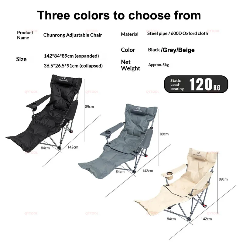 Mountainhiker Adjustable Folding Chair Outdoor Portable Cotton-Filled Lounger with Backrest for Camping picnic Autumn Winter Use