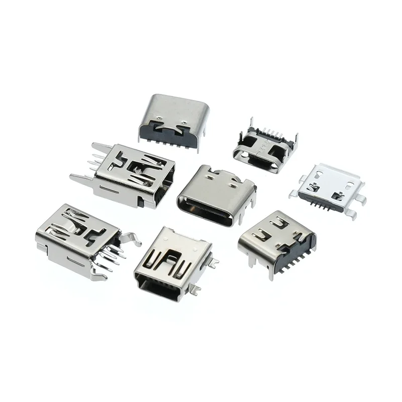 10PCS Android Interface Microphone 5P Trapezoidal Port USB Patch 180 Degree Micro Female Socket Male 90 Degree Type-C Socket