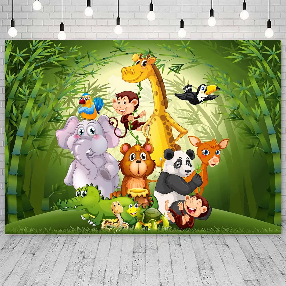 Toile de fond de photographie d'animaux de la jungle Safari, Interface One, 1er anniversaire, garçon, fille, nouveau-né, baby shower, arrière-plan personnalisé pour studio photo