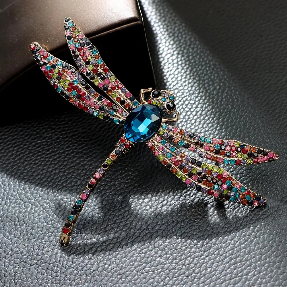 CINDY XIANG 3.0inch*4.7inch Size Very Big Size Dragonfly Brooch Winter Vintage Fashion Insect Pin 2 Colors Available