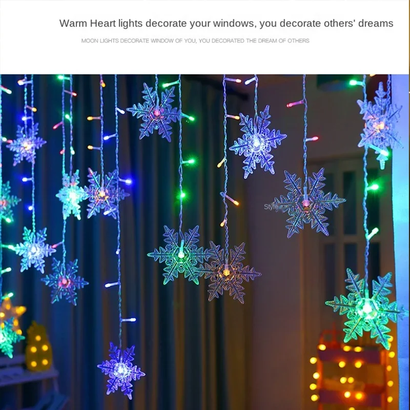 3M LED Snowflake Curtain Lights Christmas Decoration Icicle Lights String Lights Shopping Malls Shop Decorative Lights.