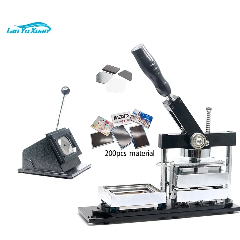 80*53mm Rectangular Button Fridge Magnet Making Machine +Paper Cutter + 200pcs Fridge Magnet Materials