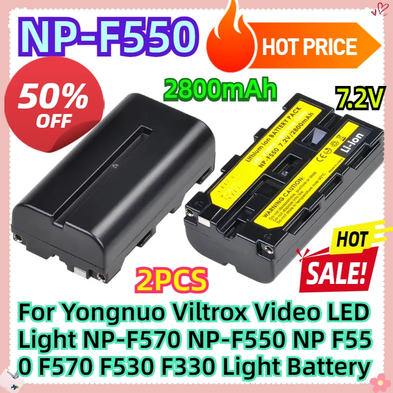 

For Yongnuo Viltrox Video LED Light 2800mAh NP-F570 NP-F550 NP F550 F570 F530 F330 Light Battery 2pcs