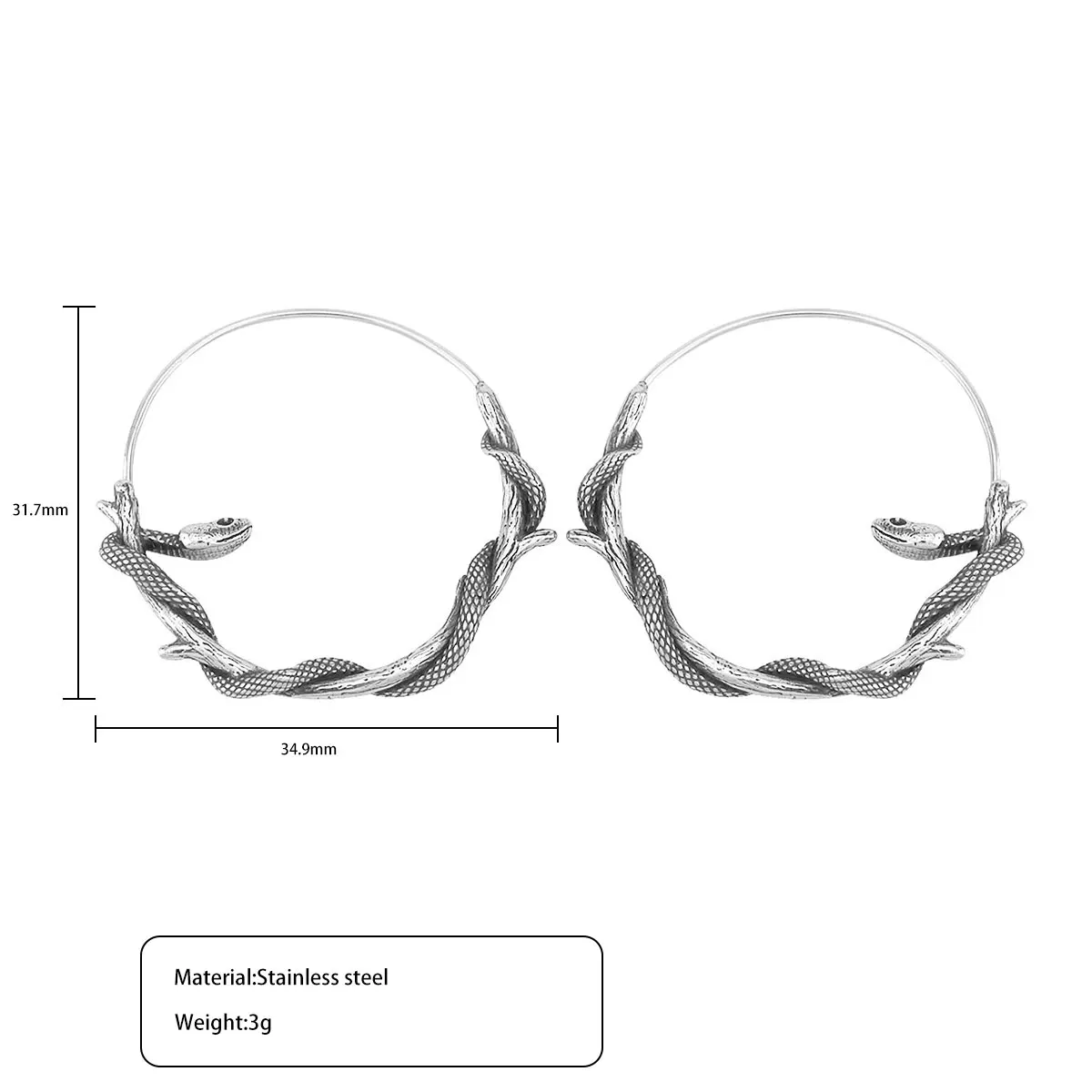 الموضة الاسكندنافية ثعبان صغير لف هوب أقراط Vintage فايكنغ الفولاذ المقاوم للصدأ الرجال والنساء أقراط مجوهرات بالجملة
