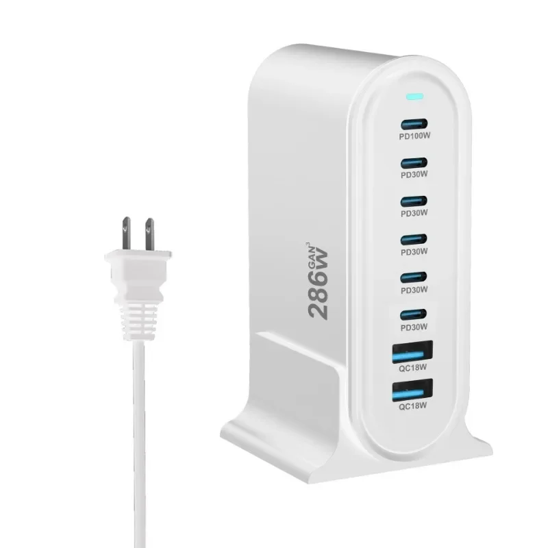 

286W Desktop 8-Ports USB Type C PD Charger Fast Charge 3.0 USB Type C 100W PPS Fast Charger Mobile USB Charger