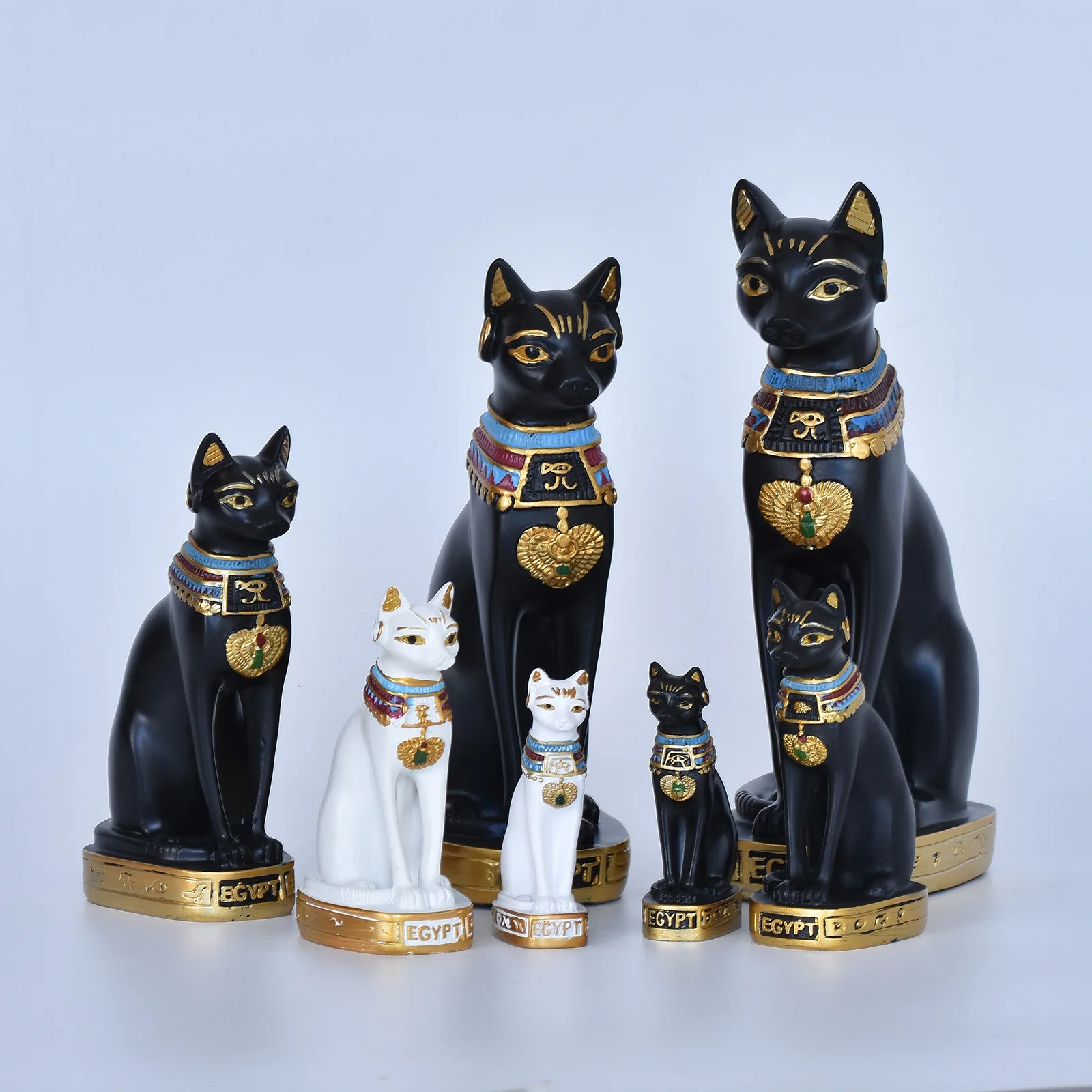 1PC Mini Cat Statue Decoration Egyptian Cat Statue Decoration Retro Cat Goddess Statue Home Garden Animal Decoration