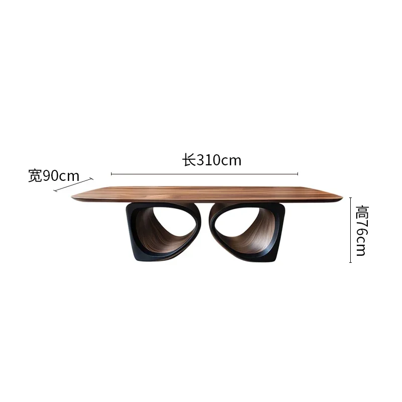 Solid wood dining table Household high-end walnut rectangular dining table Ancient style personalized creative wooden table