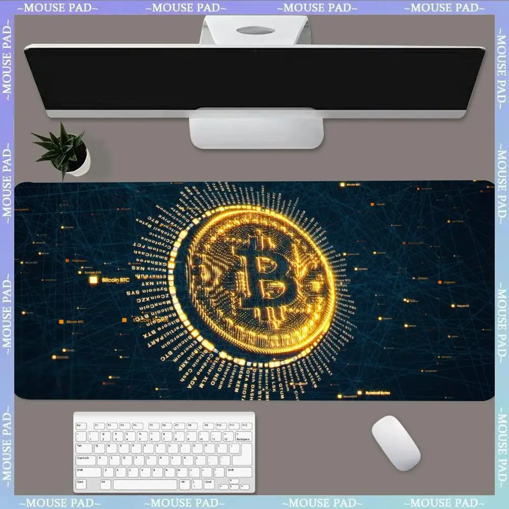 แผ่นรองเมาส์ลายโลโก้ Bitcoin MINISO ขนาดใหญ่พิเศษ XL ขอบเย็บ สำหรับเล่นเกม ของขวัญให้ลูกสาว ลูกชาย พี่ชาย เพื่อน ทั่วโลก
