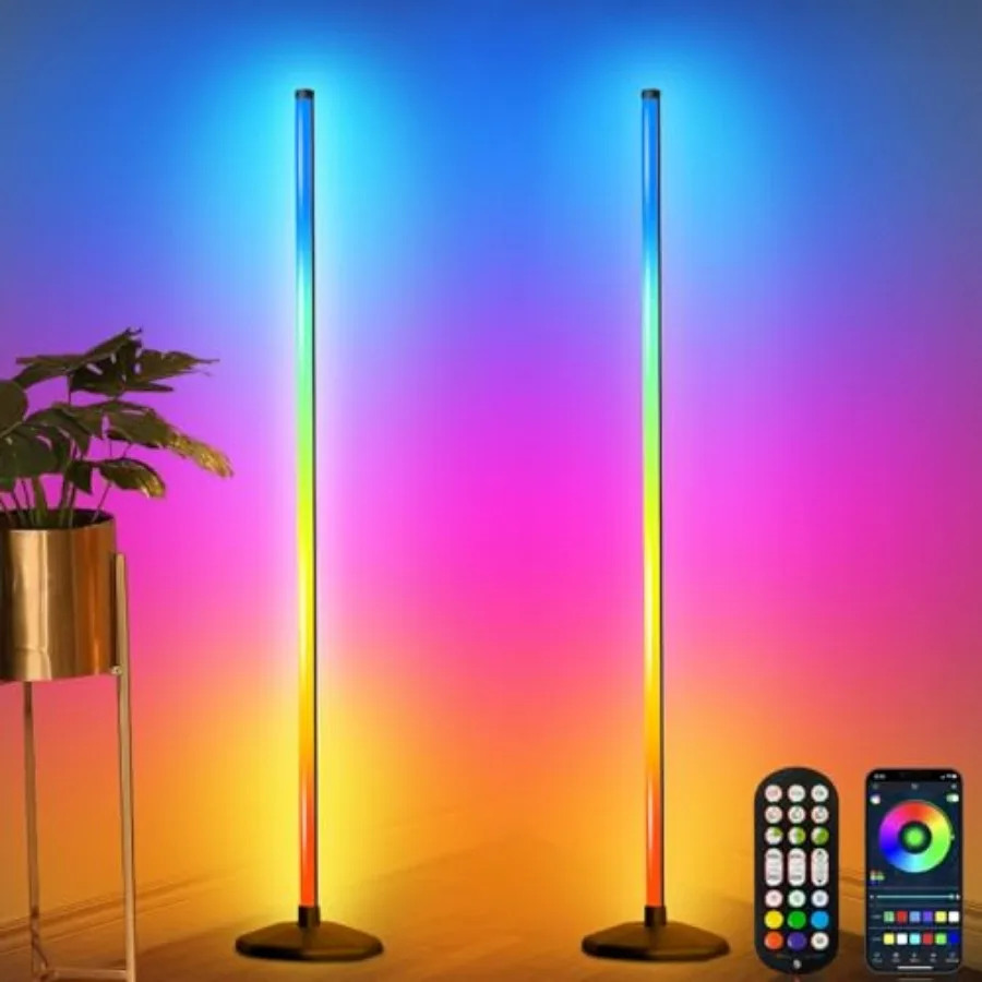 

Умный угловой напольный светильник RGB LED с изменением 6 миллионов цветов, управлением через приложение, синхронизацией с музыкой и таймером для создания настроения