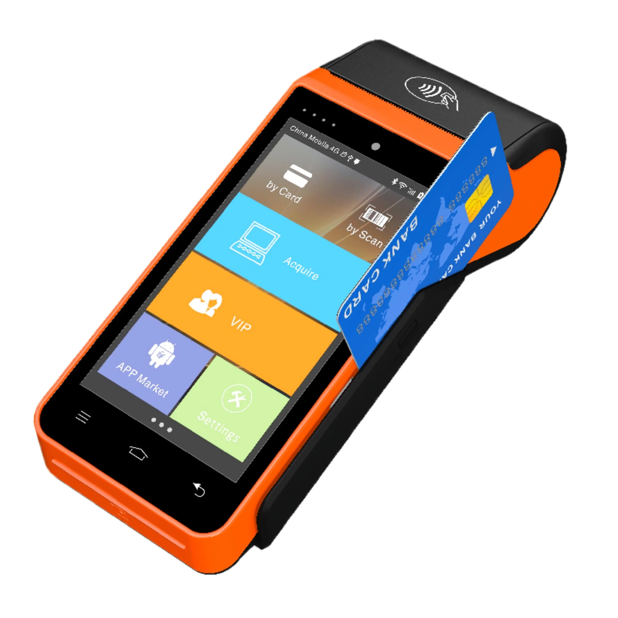 POS Terminal الدفع بطاقة الائتمان البطاقة المغناطيسية IC Chip NFC QR Code 4G Bluetooth Android طابعة حرارية مدمجة #4