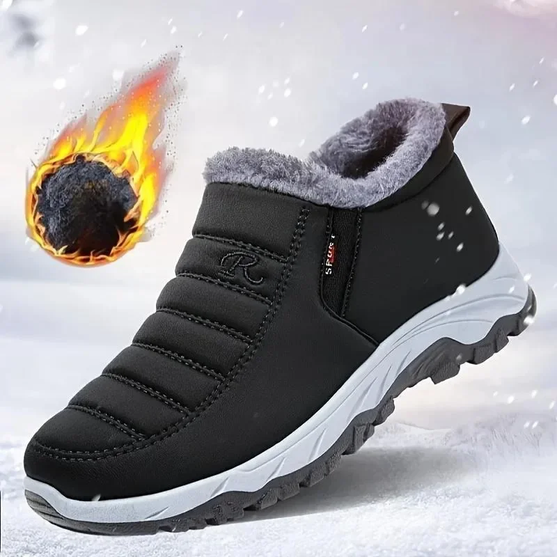Men'S Winter New Style With Plush And Thick Snow Boots Warm And Comfortable Cotton Shoes Fashionable And Casual Sports Shoes