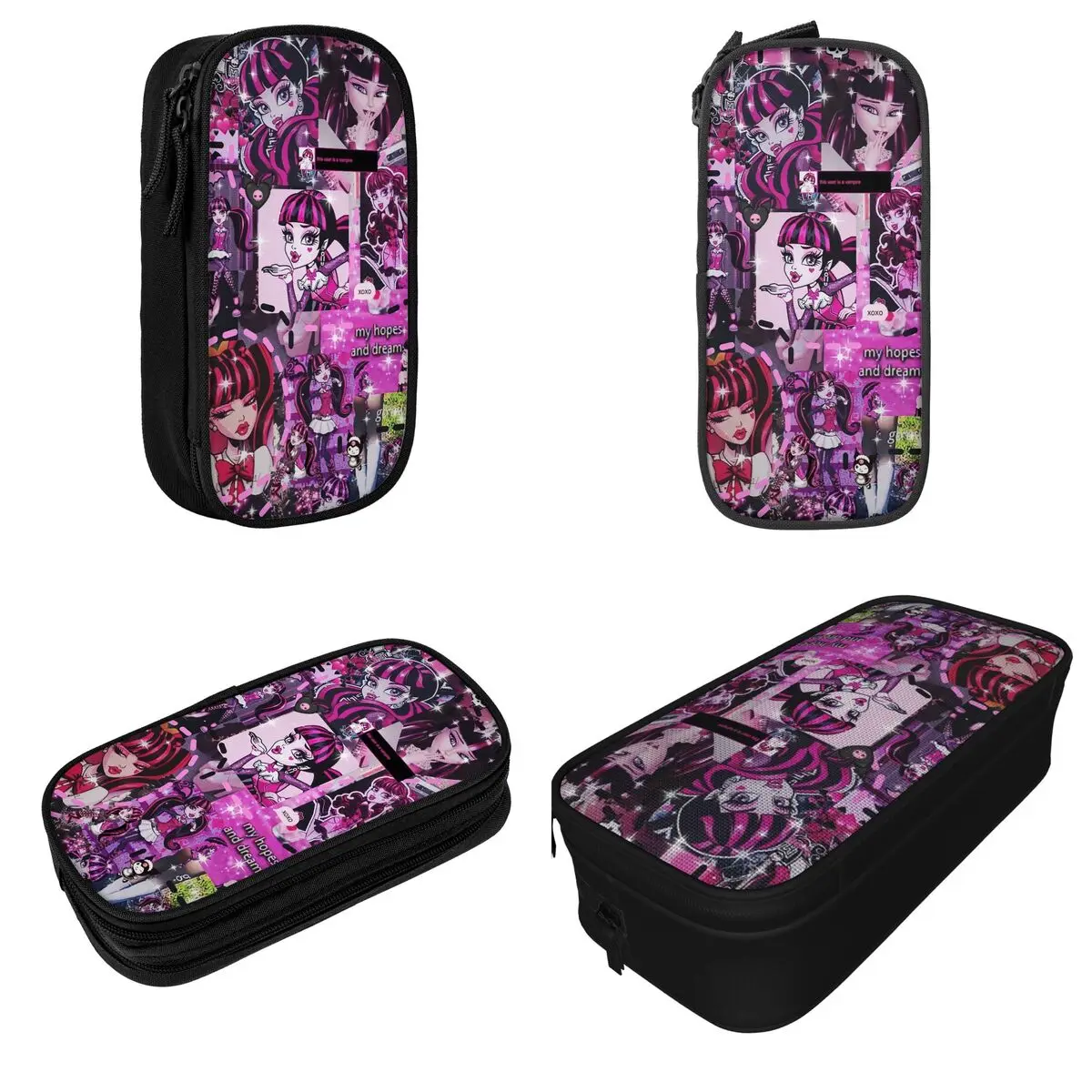 Cute Draculaura Girl Pencil Cases Monster High Pencilcases Pen for Student Large Storage Bag Students School Cosmetic Stationery