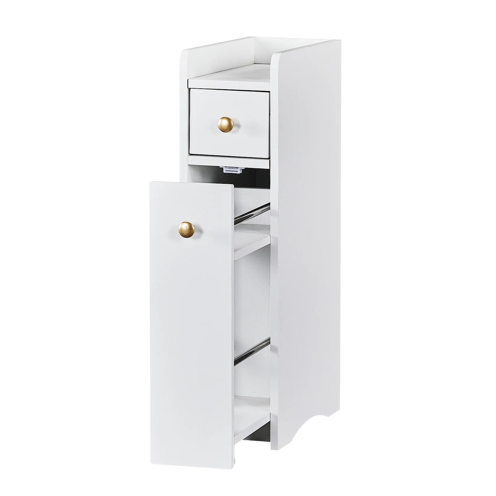 

Bathroom Cabinet, Bathroom Storage Cabinet with 2 Drawers, Wooden Storage Cabinets with One Sideboard, Mobile Pull