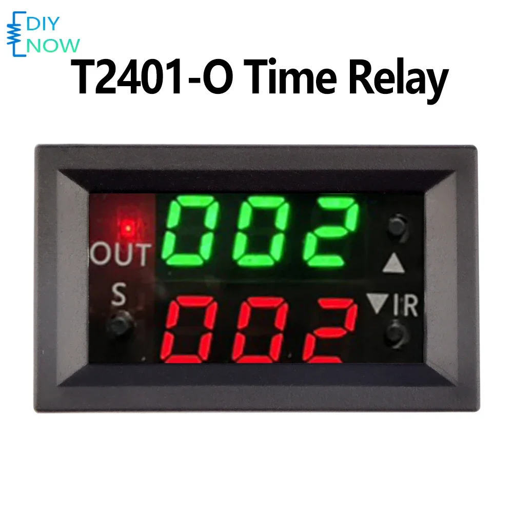 T2401-O Digital Display Delay Relay Module with Green Red Direct Output Wide Application Timing Range 0-999 Seconds