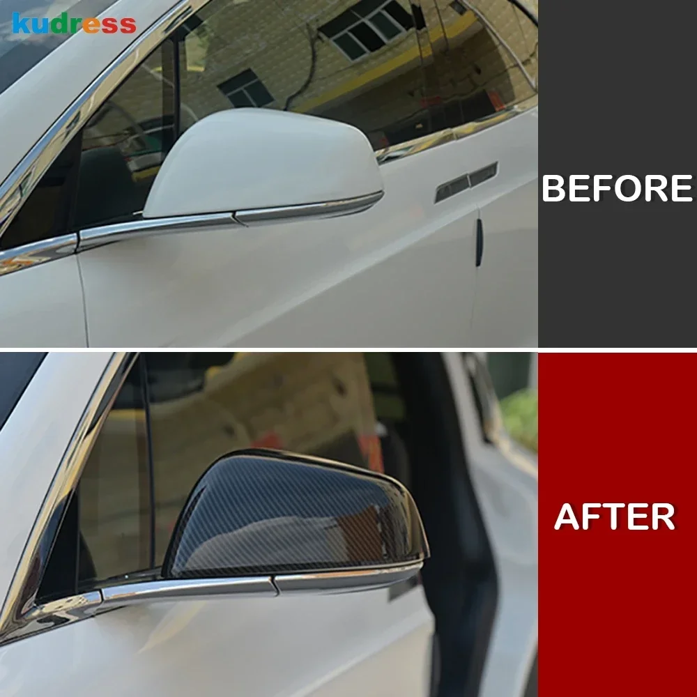 

Накладки на зеркала заднего вида для Tesla Model X 2016-2020 2021, карбоновые накладки на боковые зеркала, аксессуары для облицовки корпусов зеркал