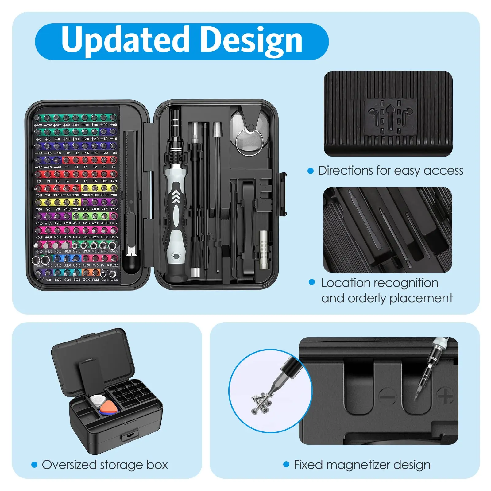 132 in 1 Precision Screwdriver Set with 108 Magnetic Screw Driver Bits Color Identification Coded Phone Watch Repair Tool Kit