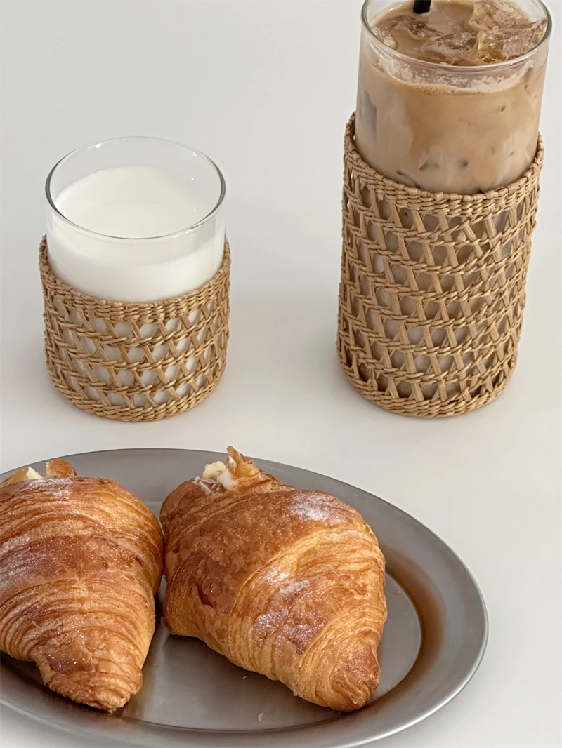 Vine Woven Handmade Glass Coffee Cup Juice American Milk Water Cup Italian Concentrated Glass Cover Cups Double Wall Glass Cup