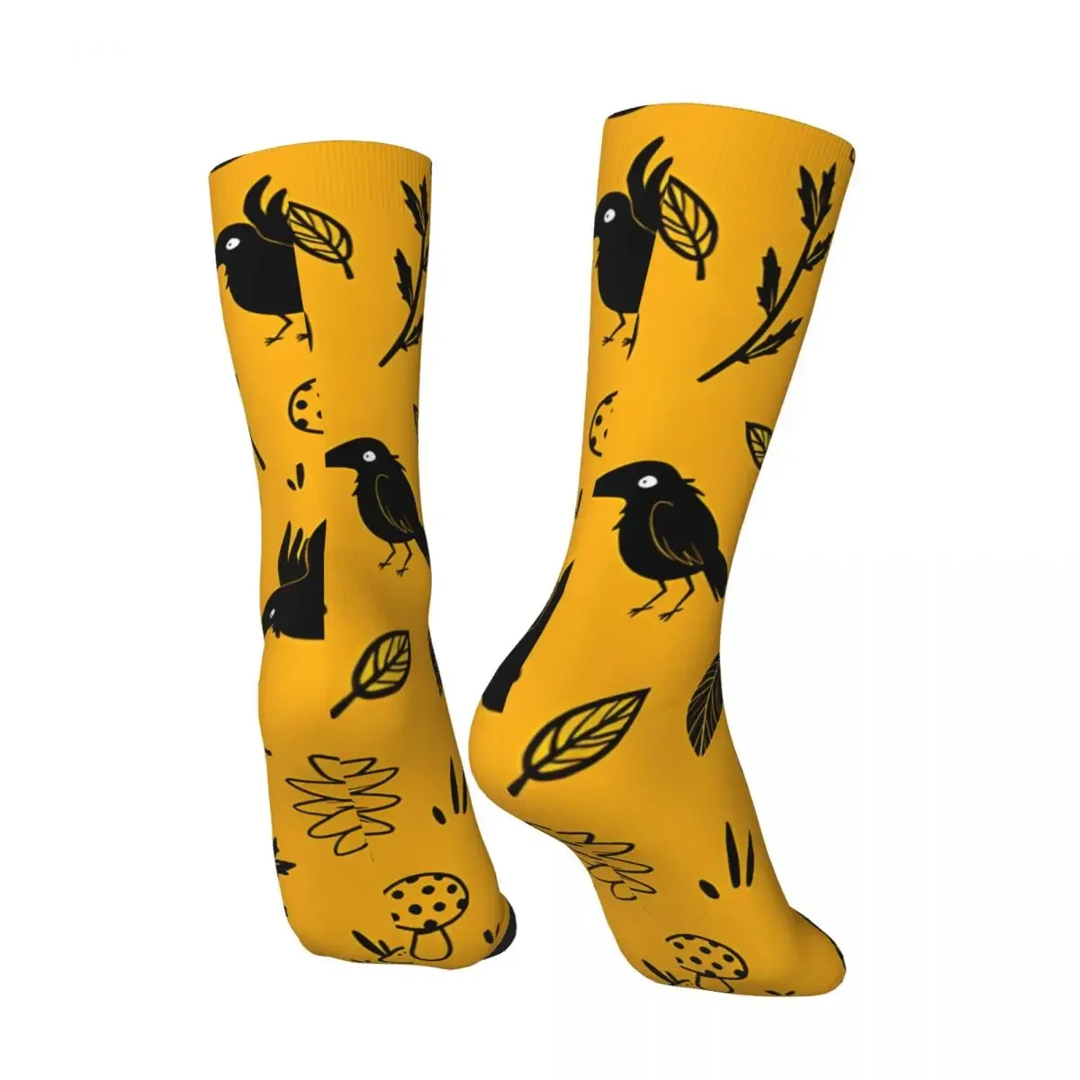 Crazy compression Crows And Foliage Sock for Men Vintage Seamless Pattern Crew Sock Novelty