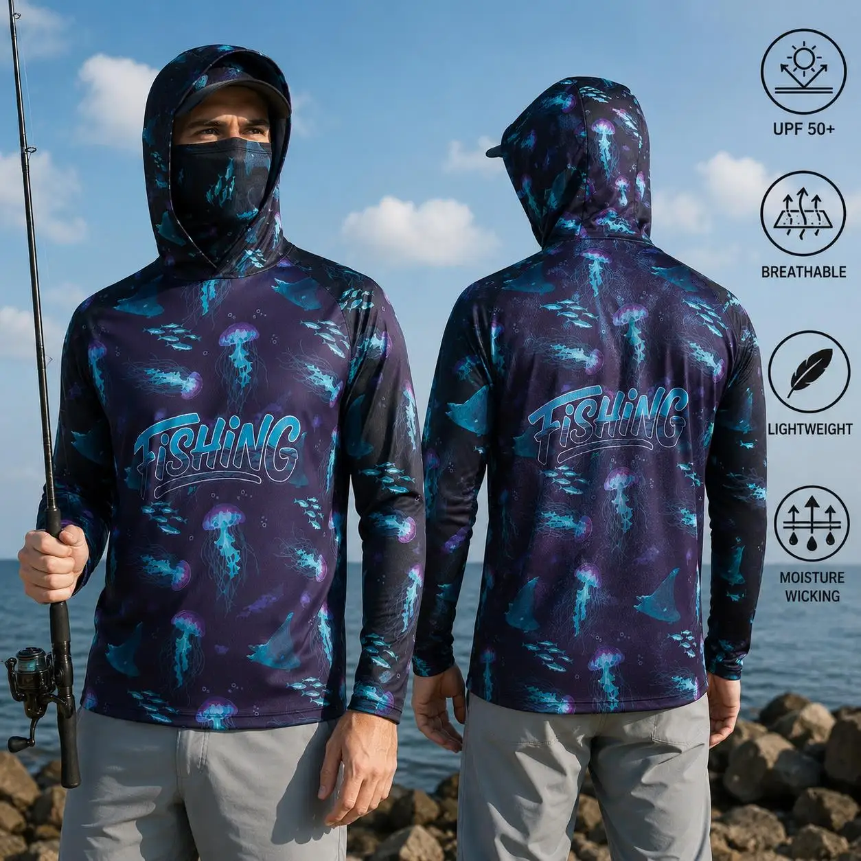 Haut de pêche à capuche pour h - Fishing Mask Sun Protection avis et prix
